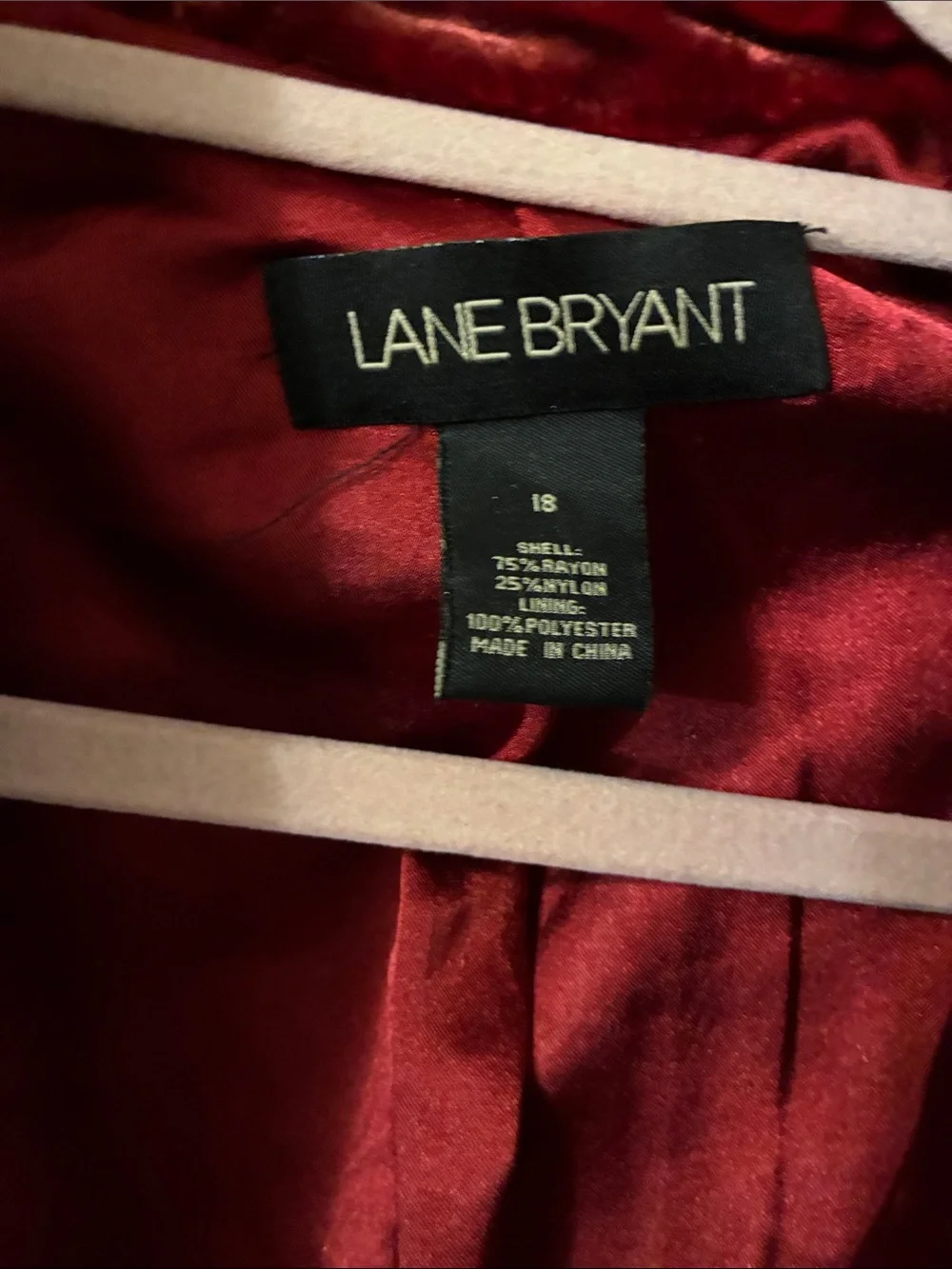 Lane Bryant Deep Red Velvet Blazer Jacket Sz 18 - Picture 2 of 3